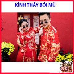 Kính Mát Mặt Tròn Unisex - Phong Cách Cổ Trang Trung Hoa, Bảo Vệ UV400, Thời Trang Đám Cưới, Gọn Nhẹ, Xu Hướng Tết