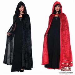Áo choàng Vampire Halloween Đỏ Đen - Ma Cà Rồng Chất Liệu Nilon Đặc Biệt, Phong Cách Thần Chết Hóa Trang Nghệ Thuật