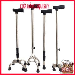 Gậy Batoong 4 Chân INOX Điều Chỉnh Cao Thấp - Thiết Bị Hỗ Trợ Đi Lại An Toàn Cho Người Già và Người Khuyết Tật