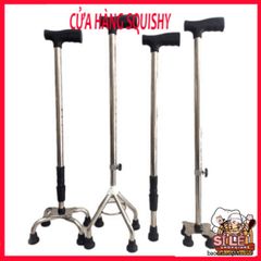Gậy Batoong 4 Chân INOX - Gậy Chống Người Già Điều Chỉnh Chiều Cao, Hỗ Trợ Di Chuyển An Toàn và Thoải Mái