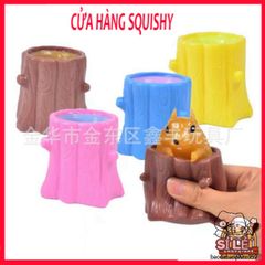 Đồ Chơi Bóp Dẻo Squishy Trứng Sóc Gốc Cây - Giải Tỏa Căng Thẳng An Toàn Cho Trẻ Em và Người Lớn, Đồ Chơi Halloween Thú Vị