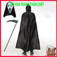 Bộ trang phục Halloween Thần Chết - Áo choàng, mặt nạ và lưỡi hái bí ẩn, phụ kiện cho bữa tiệc hóa trang kinh dị