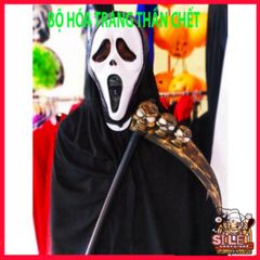 Bộ trang phục Halloween Thần Chết - Áo choàng, mặt nạ và lưỡi hái bí ẩn, phụ kiện cho bữa tiệc hóa trang kinh dị