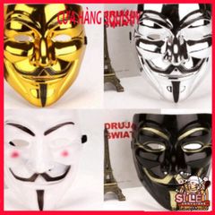Mặt Nạ Hacker Anonymous Cosplay - Phụ Kiện Hóa Trang Halloween, Màu Vàng, Bạc, Đen, Trắng, Đồ Đặc Biệt Cho Tiệc Hóa Trang