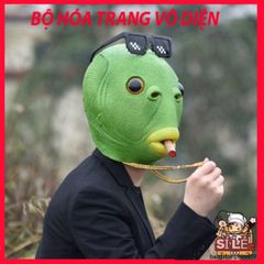 Mặt Nạ CÁ XANH Trùm Đầu Latex Thiên Nhiên - Đồ Hóa Trang Quái Thú Cho Halloween - Phụ Kiện Tiệc Biểu Diễn
