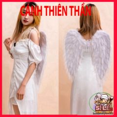 Bộ cánh thiên thần trắng cho trẻ em và người lớn - Cánh lông vũ hóa trang lễ hội nhiều màu sắc, hoàn hảo cho tiệc Halloween và Giáng sinh