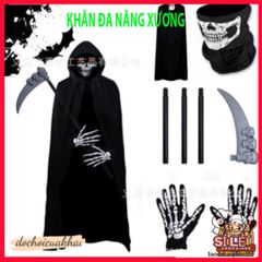 Khẩu Trang Đầu Lâu Xương Đen - Khăn Đa Năng 50cm Vải Lanh Thoáng Mát Cho Phượt và Hoạt Động Ngoài Trời