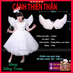Cánh Thiên Thần Lông Vũ Trắng Cho Trẻ Em - Phụ Kiện Hóa Trang Đáng Yêu Bên Cạnh Cài Đầu & Gậy Thiên Thần