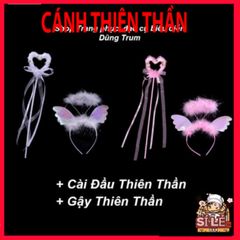 Cánh Thiên Thần Lông Vũ Trắng Cho Trẻ Em - Phụ Kiện Hóa Trang Đáng Yêu Bên Cạnh Cài Đầu & Gậy Thiên Thần