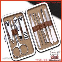 Bộ Dụng Cụ Cắt Móng Tay 12 Món Không Gỉ - Hộp Da Sang Trọng, Chăm Sóc Cá Nhân Tại Nhà, Dụng Cụ Làm Đẹp Chất Lượng Cao