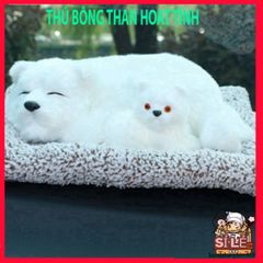 Thú Bông Khử Mùi Than Hoạt Tính Cún Trắng - Đồ Trang Trí Ô Tô Dễ Thương, Lọc Không Khí, Phụ Kiện Cho Xe Hơi Và Bàn Làm Việc