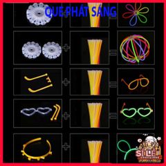 Combo 50/100 Que Phát Sáng Đa Sắc Kèm Nút Gắn - Vòng Đeo Tay Glow Stick Sáng Tạo Cho Tiệc Tùng, Lễ Hội, Giải Trí