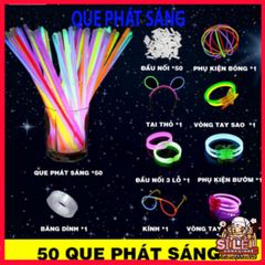 Combo 50/100 Que Phát Sáng Đa Sắc Kèm Nút Gắn - Vòng Đeo Tay Glow Stick Sáng Tạo Cho Tiệc Tùng, Lễ Hội, Giải Trí
