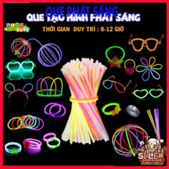Combo 50/100 Que Phát Sáng Đa Sắc Kèm Nút Gắn - Vòng Đeo Tay Glow Stick Sáng Tạo Cho Tiệc Tùng, Lễ Hội, Giải Trí