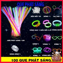 Combo 50/100 Que Phát Sáng Đa Sắc Kèm Nút Gắn - Vòng Đeo Tay Glow Stick Sáng Tạo Cho Tiệc Tùng, Lễ Hội, Giải Trí