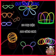 Combo 50/100 Que Phát Sáng Đa Sắc Kèm Nút Gắn - Vòng Đeo Tay Glow Stick Sáng Tạo Cho Tiệc Tùng, Lễ Hội, Giải Trí