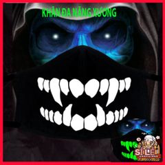 Khẩu Trang Dạ Quang Cotton In Hình Đầu Skull - Phong Cách Xương Độc Đáo, Không Gian Anime Nhật Bản, Thời Trang Halloween
