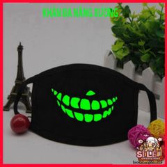 Khẩu Trang Dạ Quang Cotton In Hình Đầu Skull - Phong Cách Xương Độc Đáo, Không Gian Anime Nhật Bản, Thời Trang Halloween