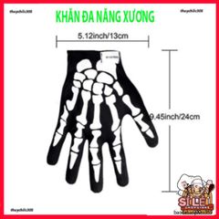 Khẩu Trang Xương Ma Đầu Lâu Đa Năng - Khăn Vải Lanh Thoáng Mát 50cm, Phong Cách Cá Tính Cho Hoạt Động Ngoài Trời
