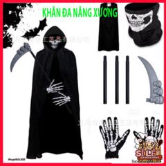 Khẩu Trang Xương Ma Đầu Lâu Đa Năng - Khăn Vải Lanh Thoáng Mát 50cm, Phong Cách Cá Tính Cho Hoạt Động Ngoài Trời