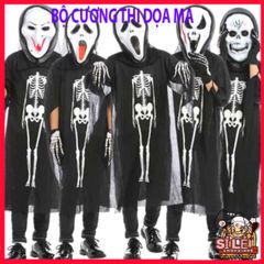 Bộ Đồ Hóa Trang Halloween Xương Người và Mặt Nạ Đầu Lâu Ma Quái - Trang Phục Dành Cho Tiệc Hóa Trang, Ngày Halloween
