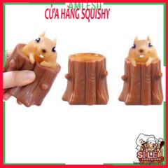 Đồ Chơi Squishy Hình Con Sóc Ngủ Trong Gốc Cây - Đồ Chơi Giảm Stress Dễ Thương Cho Trẻ Em và Người Lớn - Đồ Trang Trí Bàn Làm Việc