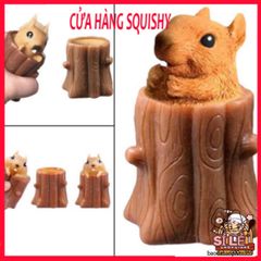 Đồ Chơi Squishy Hình Con Sóc Ngủ Trong Gốc Cây - Đồ Chơi Giảm Stress Dễ Thương Cho Trẻ Em và Người Lớn - Đồ Trang Trí Bàn Làm Việc