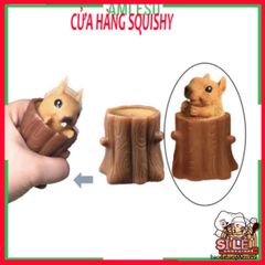 Đồ Chơi Squishy Hình Con Sóc Ngủ Trong Gốc Cây - Đồ Chơi Giảm Stress Dễ Thương Cho Trẻ Em và Người Lớn - Đồ Trang Trí Bàn Làm Việc
