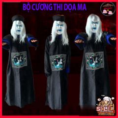 Bộ Trang Phục Hóa Trang Cương Thi Halloween - Áo Khoác Ma Quái, Mũ Đuôi Sam & Móng Tay Sắc Lẹm Cho Tiệc Cosplay