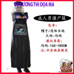 Bộ Trang Phục Hóa Trang Cương Thi Halloween - Áo Khoác Ma Quái, Mũ Đuôi Sam & Móng Tay Sắc Lẹm Cho Tiệc Cosplay