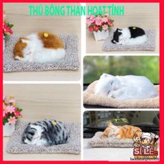 Thú Bông Chó Mèo Than Hoạt Tính Khử Mùi - Đồ Trang Trí Nội Thất Ô Tô và Bàn Làm Việc, Mèo Trắng Dễ Thương