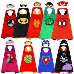 Áo Choàng Siêu Nhân Kèm Mặt Nạ - Trang Phục Hóa Trang Trẻ Em, Siêu Anh Hùng Người Nhện, Iron Man, Hulk, Captain America, Thor