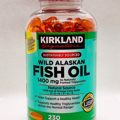 Dầu Cá Alaska Kirkland Signature Wild Alaskan Fish Oil 1400mg 230 Viên - Hỗ Trợ Tim Mạch, Omega-3, Vitamin A và D
