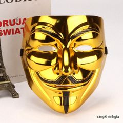 Mặt Nạ Hacker Anonymous - Phụ Kiện Cosplay Halloween Chúa Ngầu Màu Vàng, Bạc, Đen, Trắng, Được Làm Từ Nhựa Dẻo An Toàn