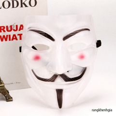 Mặt Nạ Hacker Anonymous - Phụ Kiện Cosplay Halloween Chúa Ngầu Màu Vàng, Bạc, Đen, Trắng, Được Làm Từ Nhựa Dẻo An Toàn