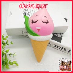 Squishy JUMBO Hình Kem Ốc Quế Màu Hồng Lá Dứa - Đồ Chơi Giải Trí Xốp Giảm Stress, An Toàn Cho Trẻ Em