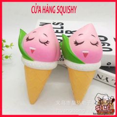 Squishy JUMBO Hình Kem Ốc Quế Màu Hồng Lá Dứa - Đồ Chơi Giải Trí Xốp Giảm Stress, An Toàn Cho Trẻ Em