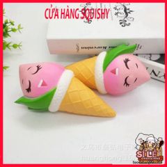 Squishy JUMBO Hình Kem Ốc Quế Màu Hồng Lá Dứa - Đồ Chơi Giải Trí Xốp Giảm Stress, An Toàn Cho Trẻ Em