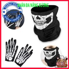 Khăn Che Nửa Mặt Đầu Lâu & Găng Tay Ma Xương - Phụ Kiện Thời Trang Halloween Cá Tính, Hóa Trang Ấn Tượng