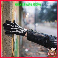 Khăn Che Nửa Mặt Đầu Lâu & Găng Tay Ma Xương - Phụ Kiện Thời Trang Halloween Cá Tính, Hóa Trang Ấn Tượng