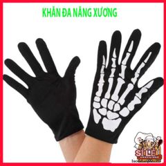 Khăn Che Nửa Mặt Đầu Lâu & Găng Tay Ma Xương - Phụ Kiện Thời Trang Halloween Cá Tính, Hóa Trang Ấn Tượng