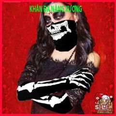 Khăn Che Nửa Mặt Đầu Lâu & Găng Tay Ma Xương - Phụ Kiện Thời Trang Halloween Cá Tính, Hóa Trang Ấn Tượng