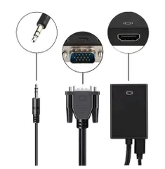 Cáp chuyển đổi VGA sang HDMI có âm thanh - Bộ chuyển đổi chất lượng cao cho máy tính, laptop, tivi và máy chiếu Full HD 1080p