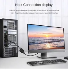 Cáp chuyển đổi VGA sang HDMI có âm thanh - Bộ chuyển đổi chất lượng cao cho máy tính, laptop, tivi và máy chiếu Full HD 1080p