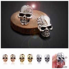 Khuyên tai đầu lâu Gothic thời trang với đá pha lê - Trang sức độc đáo cho tín đồ yêu thích phong cách cá tính.