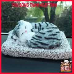Kính Chào Mèo Xám Kẻ Vằn Lông Mềm Khử Mùi Ô Tô - Thú Bông Trang Trí Không Gian Nội Thất Dễ Thương