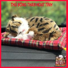 Kính Chào Mèo Xám Kẻ Vằn Lông Mềm Khử Mùi Ô Tô - Thú Bông Trang Trí Không Gian Nội Thất Dễ Thương