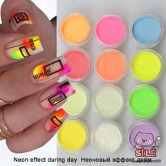 Bột Sơn Móng Tay Phát Quang Dạ Quang Lấp Lánh - Màu Neon Rực Rỡ Tỏa Sáng Trong Bóng Tối - Sáng Tạo Nghệ Thuật Làm Móng