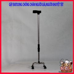 Gậy Batoong 4 Chân INOX Điều Chỉnh Chiều Cao - Dụng Cụ Hỗ Trợ Di Chuyển An Toàn cho Người Cao Tuổi