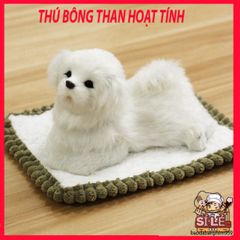 Thú bông khử mùi ô tô [CÚN ĐÔI] xám mẹ con với lõi than hoạt tính - Phụ kiện trang trí xe dễ thương, kháng khuẩn, đảm bảo không khí trong lành.